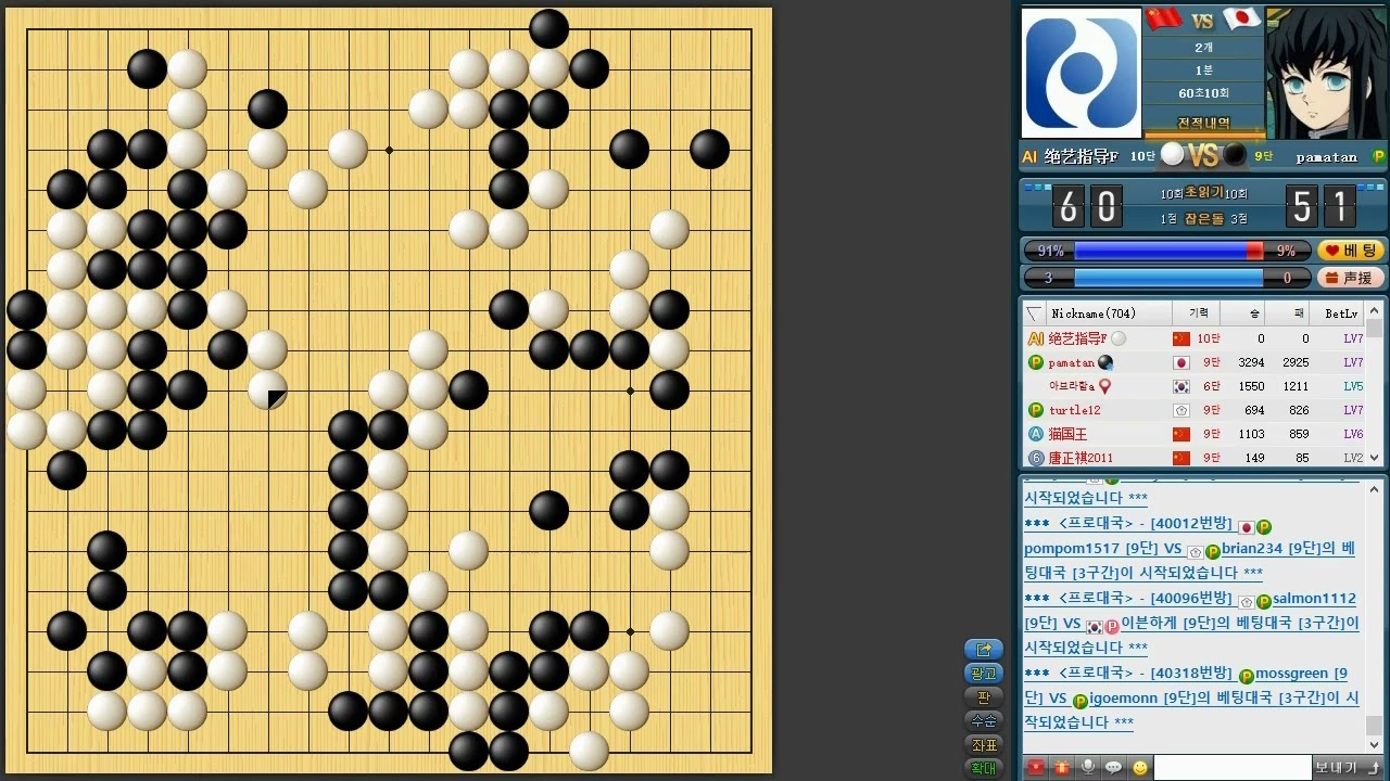 2판 / 세계 최고수 인공지능 절예(绝艺指导)에게 2점 깔고 덤비는 프로들 / 승률90% 아무도 못이겨요.  그냥 보세요.  ㅎㅎ/ #바둑 #go #围棋