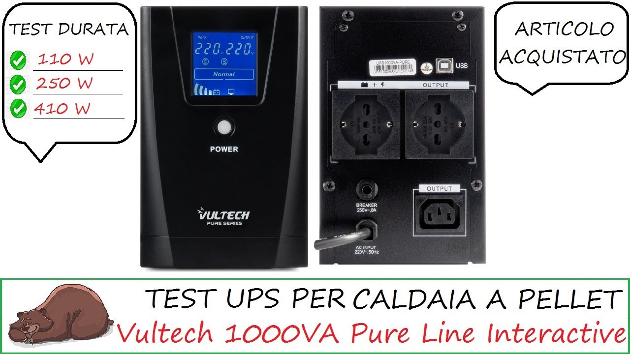 Test dell'UPS Vultech 1000 Pure Line per la caldaia a pellet!