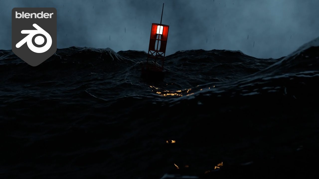 Buoy In The Ocean In Stormy Weather  |  Blender Animation  |  Blender 3.4