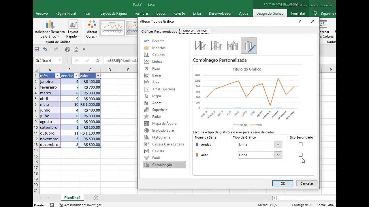 como criar gr&aacute;ficos com 3 vari&aacute;veis no Excel
