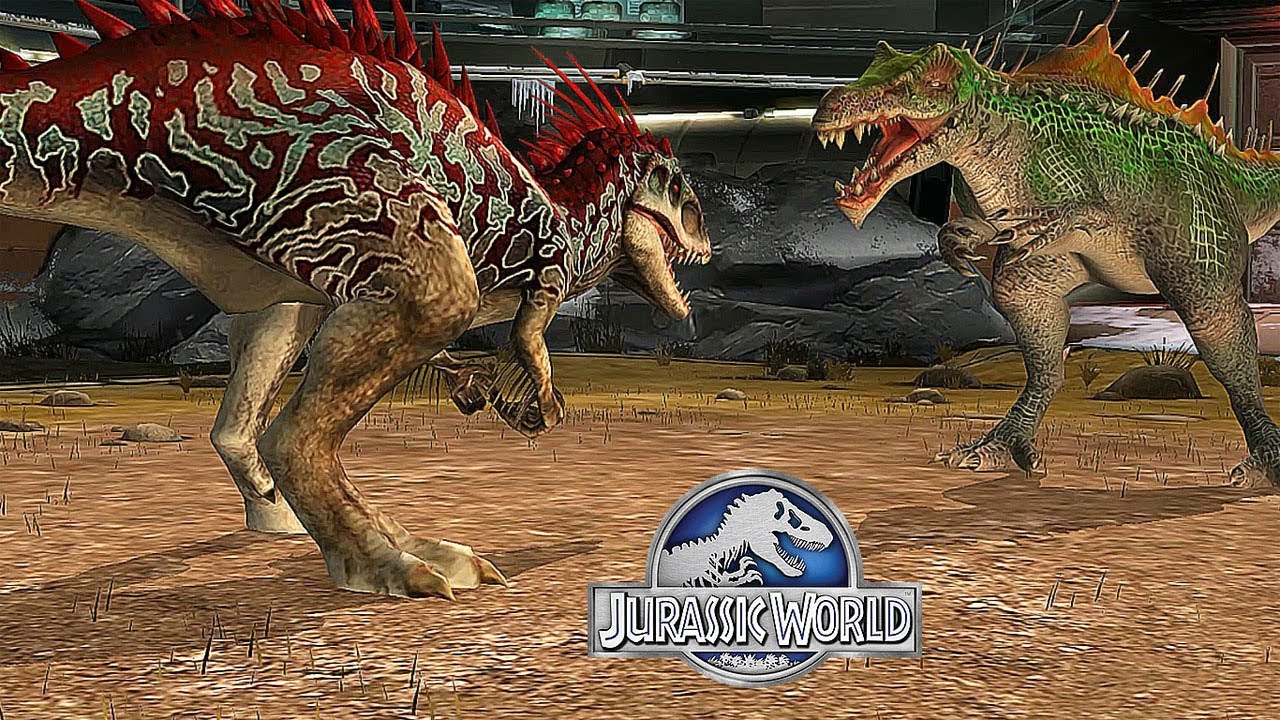 INDOMINUS REX VS SPINOTASUCHUS - BATTLE || JURASSIC WORLD THE GAME