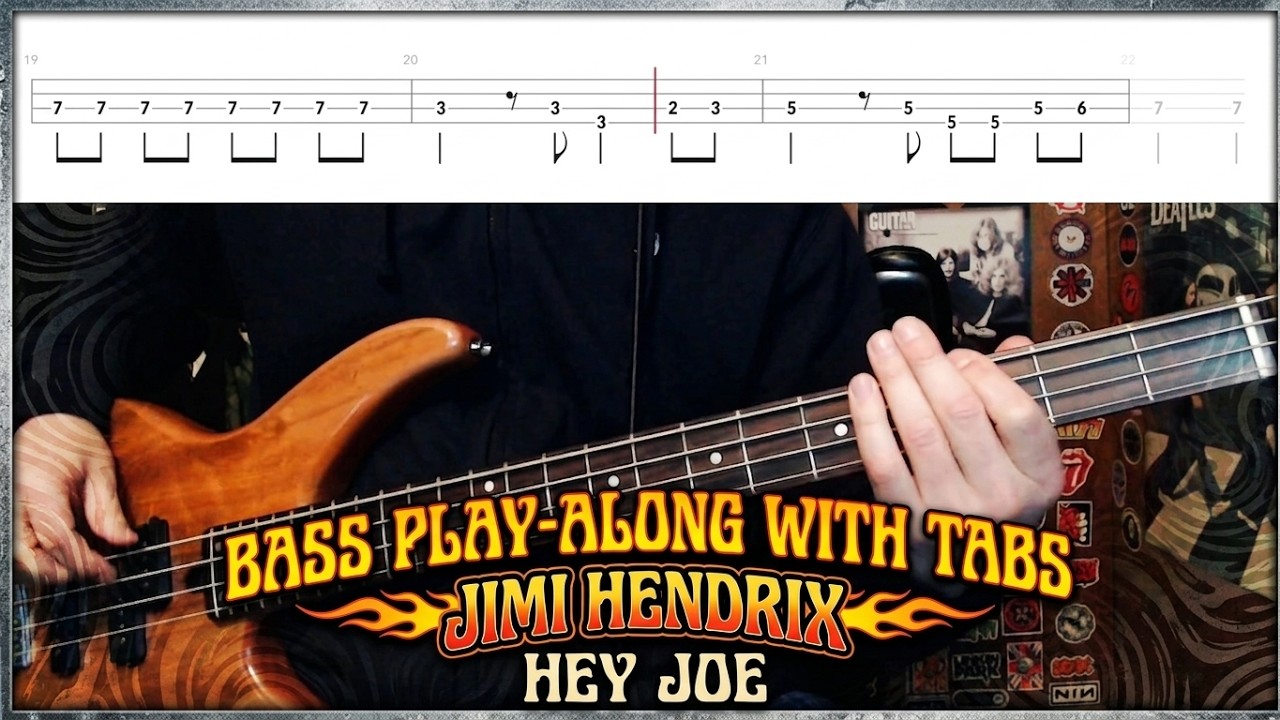 Hey Joe by Jimi Hendrix - Bass Cover with Tabs Play-Along