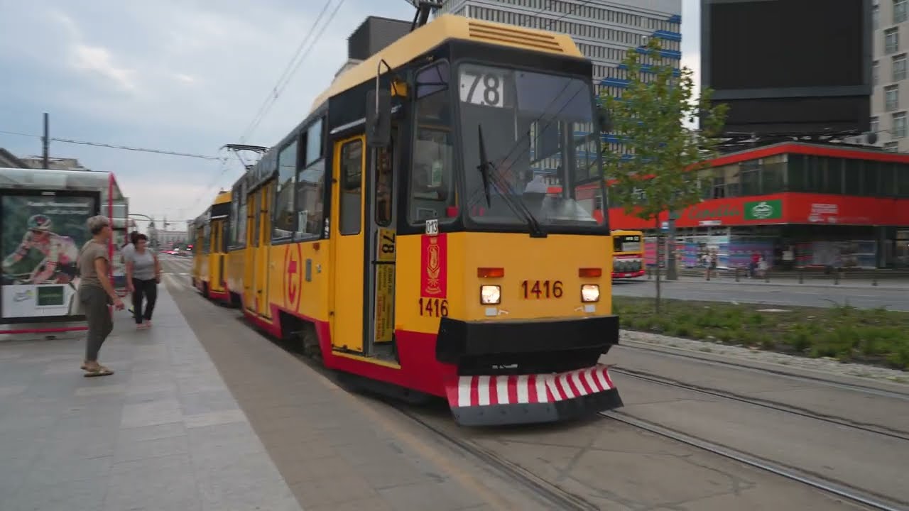 Poland, Warsaw, tram 78 ride from Centrum to Rondo Starzyńskiego