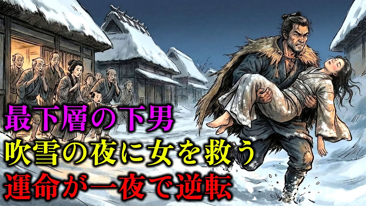 吹雪の夜に法を破って女を救った最下層の下男。冤罪の先で、人としての人生を取り戻した話 | 野談 | 昔話 | 説話 | 民話