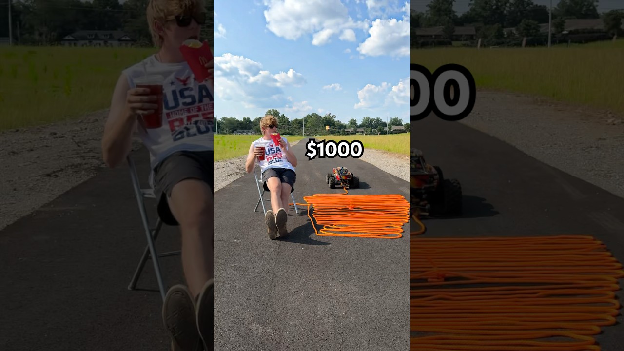 $1000 RC Car vs. McDonald's Boy 😳