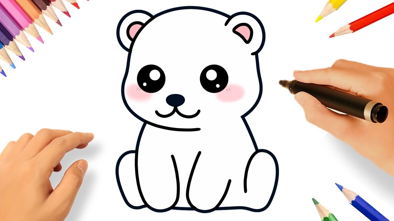 CÓMO DIBUJAR UN OSITO POLAR KAWAII FACIL ❤️