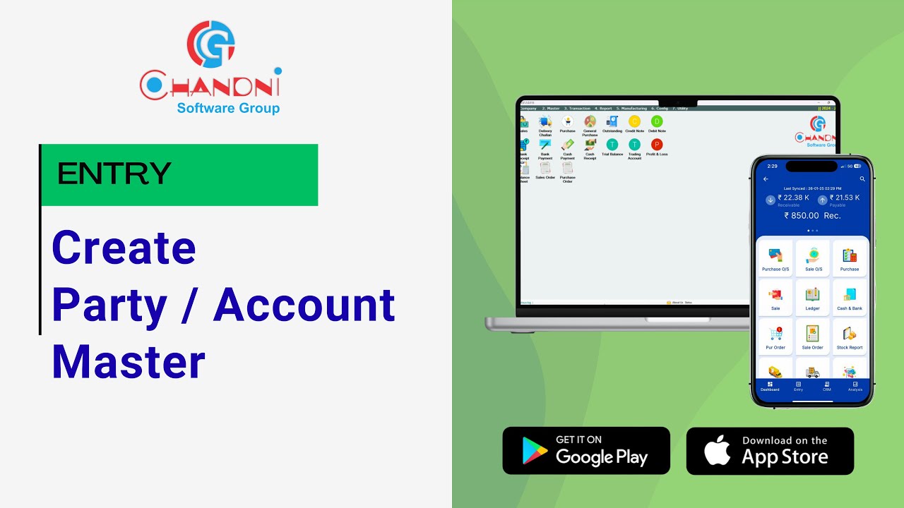 Account / Party Master Creation Explained | Create Customer & Supplier – Chandni Software