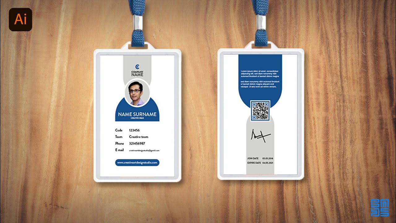 Office ID card design | illustrator in HINDI tutorial