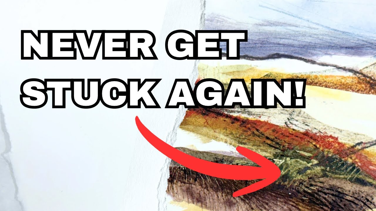 Stop Fearing the Blank Page! Use This Collage Hack for Abstract Watercolor Landscapes.