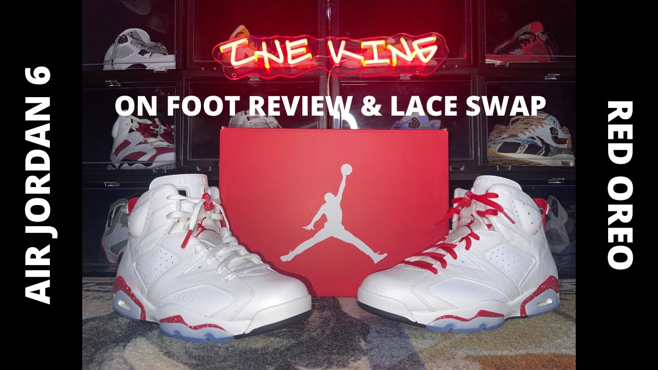 Jordan Red Oreo 6s : UNBOXING, ON FOOT & LACE SWAP & CUSTOM AGLETS! These look even better in hand!