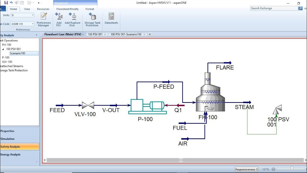 How to model/design Pressure Safety Valves in Aspen Hysys: Safety Analysis using Aspen Hysys