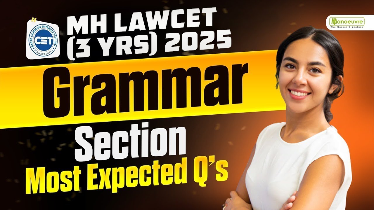 MHCET LAW (3 Yrs) 2025:  Important Questions From Grammar | English Section Preparation
