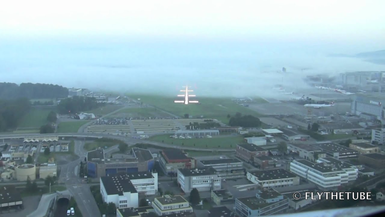 Go Around, CAT I ILS RWY34 LSZH due to low visibility