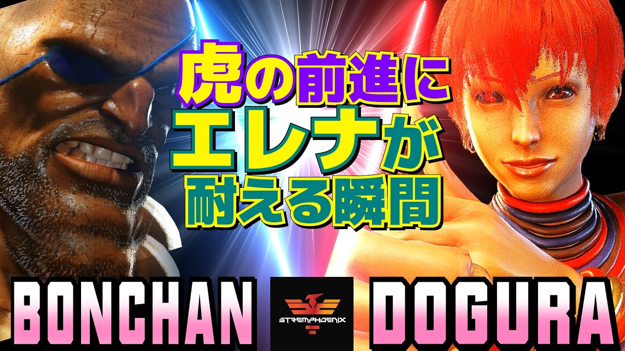 スト6✨ボンちゃん [サガット] Vs どぐら [エレナ] 虎の前進にエレナが耐える瞬間  | Bonchan [Sagat] Vs Dogura [Elena]✨SF6