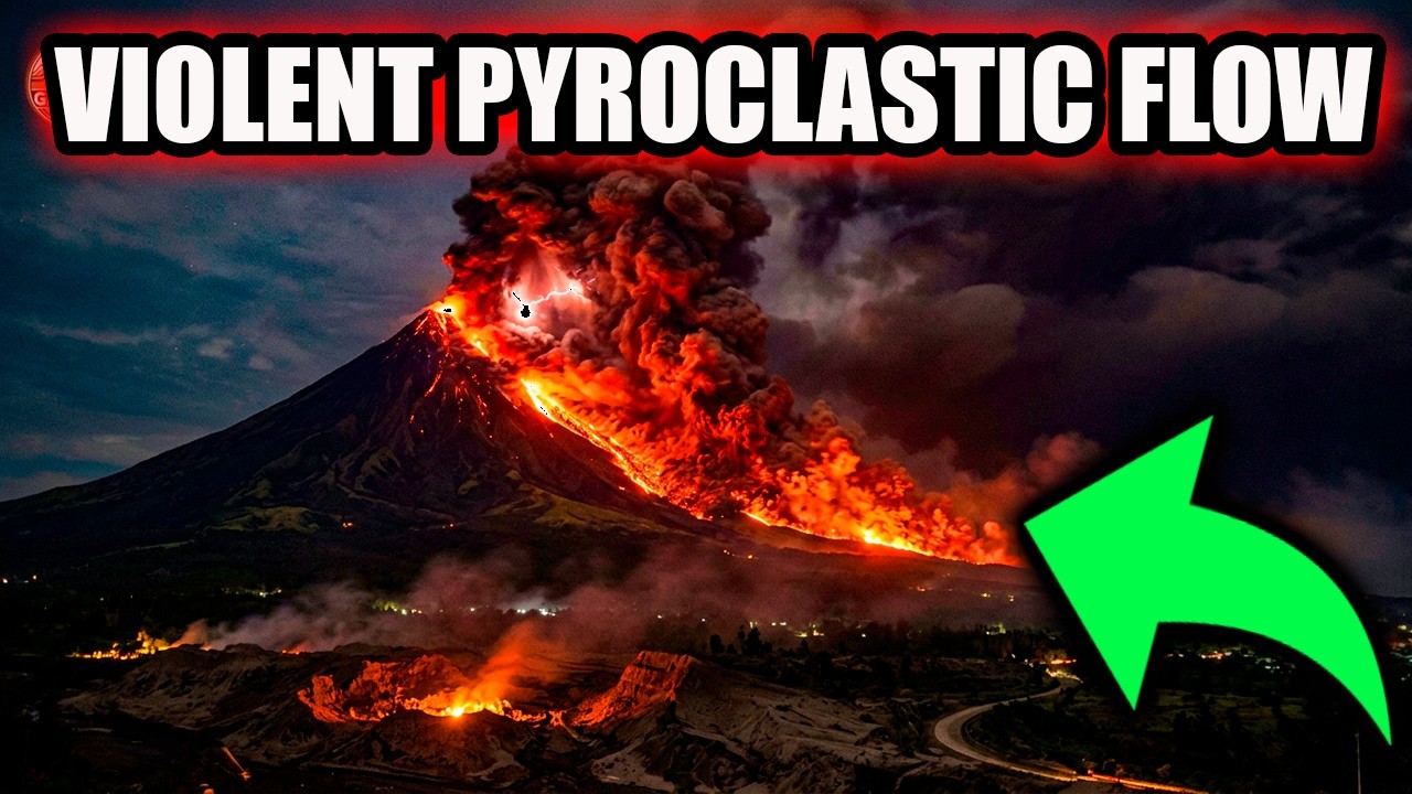 Major collapse at Mayon Volcano. Ash and large pyroclastic flows.