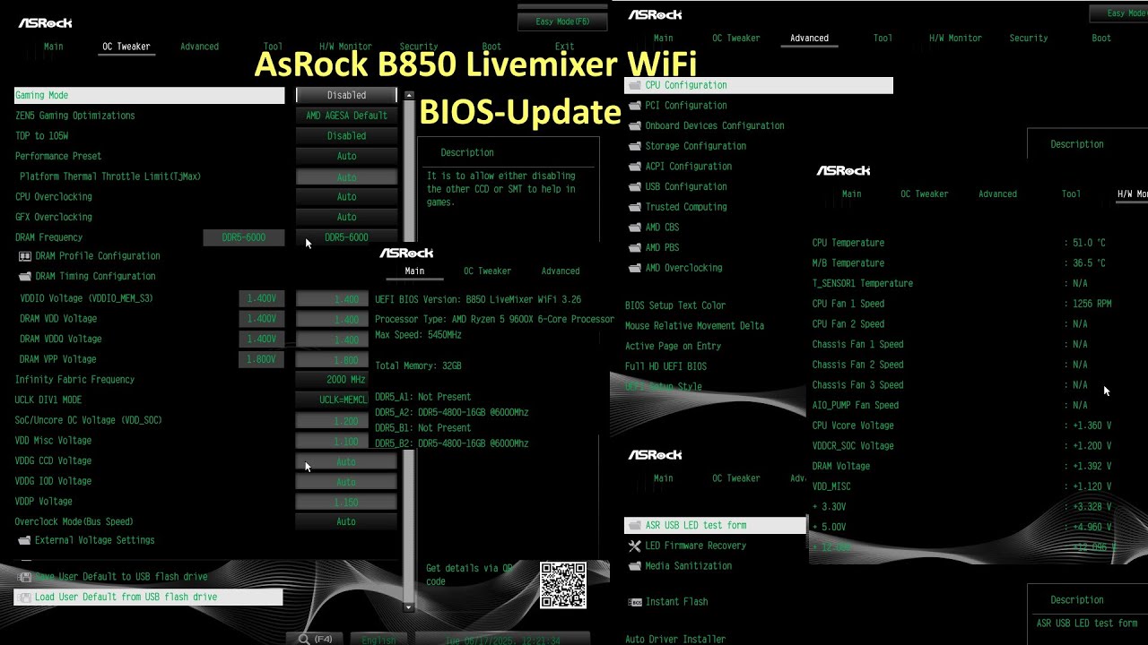 AsRock B850 Livemixer WiFi 3.16 - Bios Update auf 3.26, Optionen & Einstellungen, Windows 11