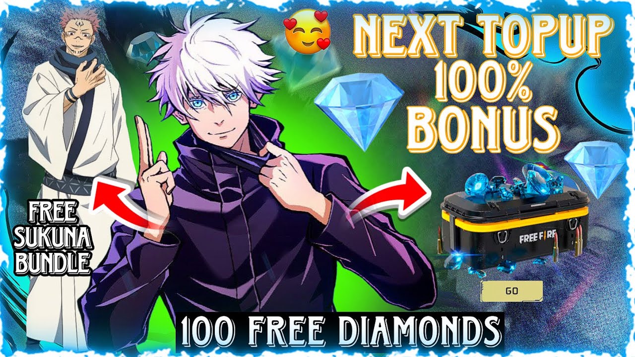 FREE FIRE NEXT TOP UP EVENT | JUJUTSU KAISEN BONUS TOP UP EVENT | FREE FIRE 100% BONUS TOP UP EVENT