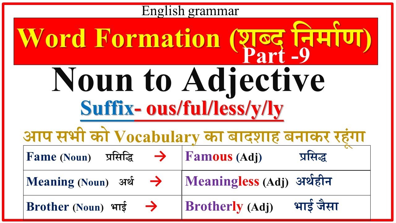 Word Building In English | Word formation In English | Noun to Adjective | Improve your Vocabulary