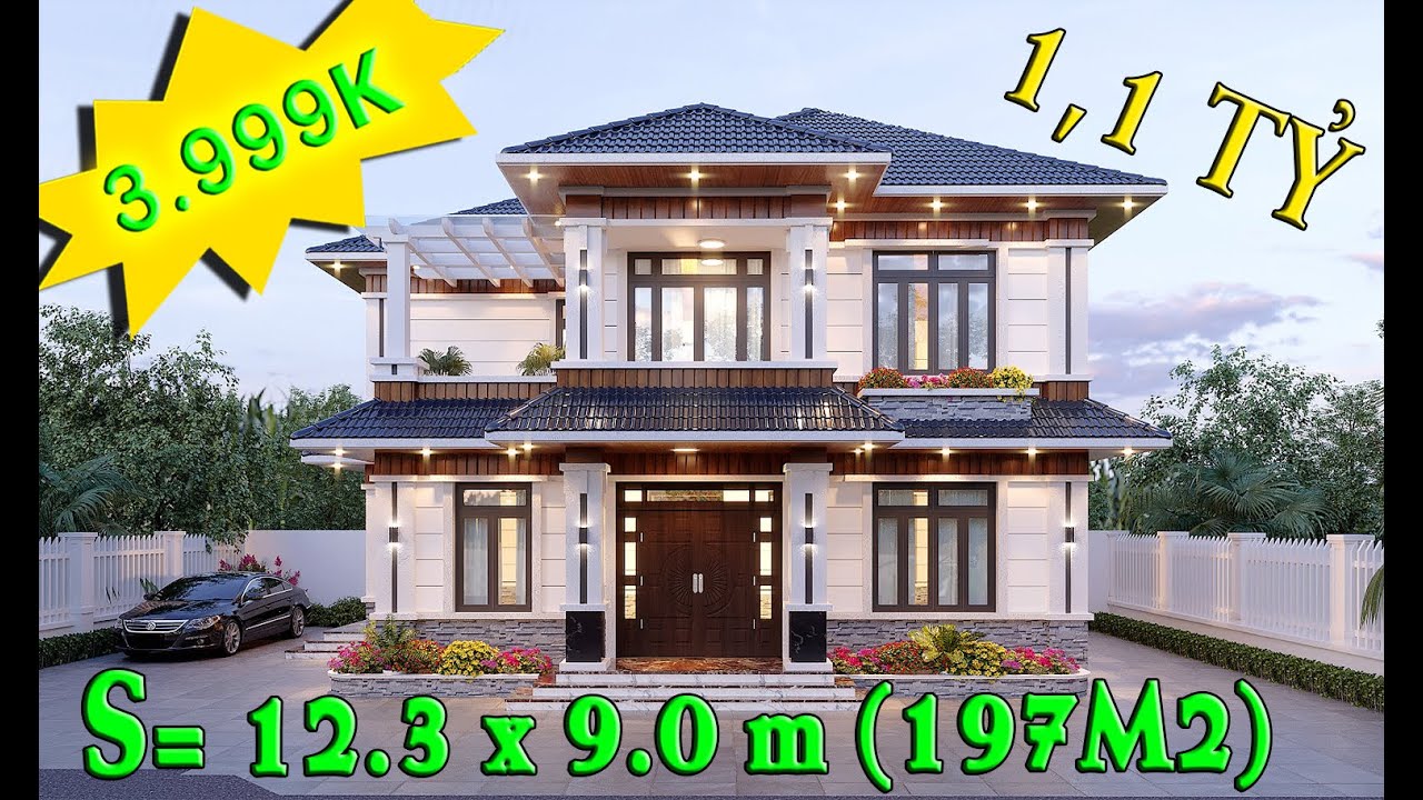BT2- 92136 MẪU BIỆT THỰ 2 TẦNG HIỆN ĐẠI ĐẸP THEO XU THẾ VỚI 4 PHÒNG NGỦ VÀ PHÒNG THỜ DƯỚI TẦNG 1