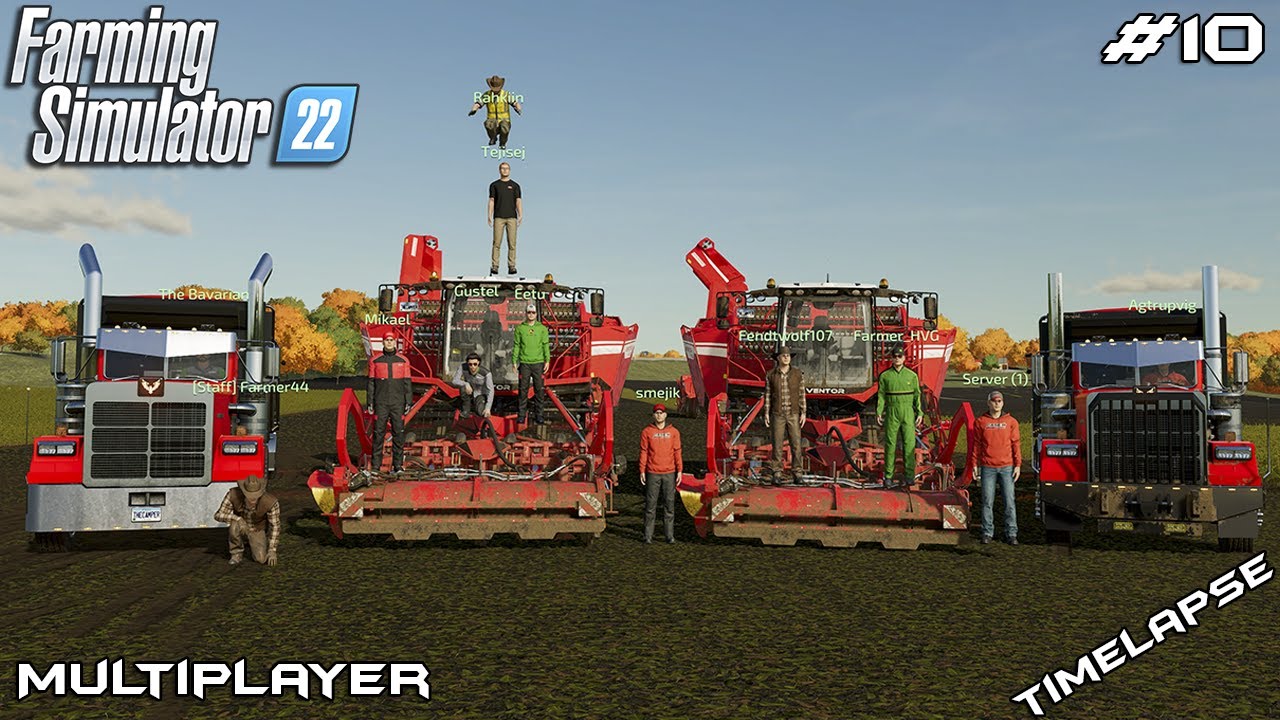 Сбор картофеля с помощью 10 комбайнов | Elmcreek | Farming Simulator 22 Мультиплеер | Эпизод 10