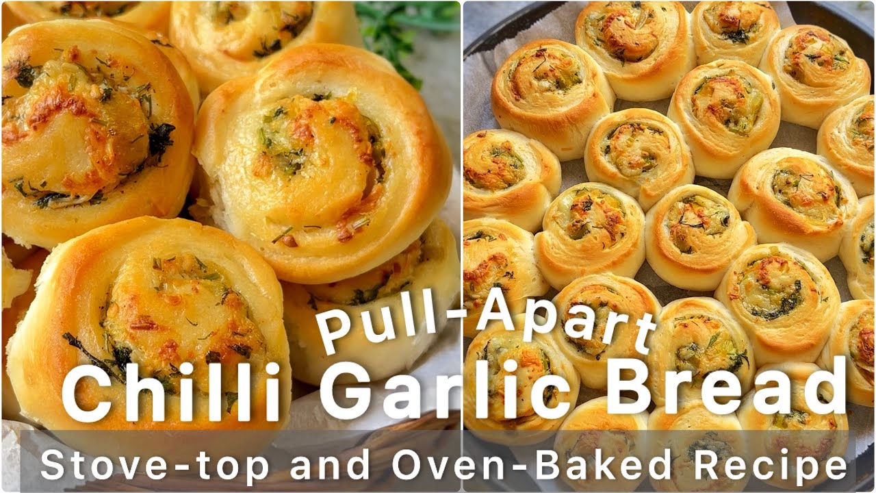 Pull-Apart Chilli Garlic Cheese Bread Rolls | Stove-top demo & Oven-baked