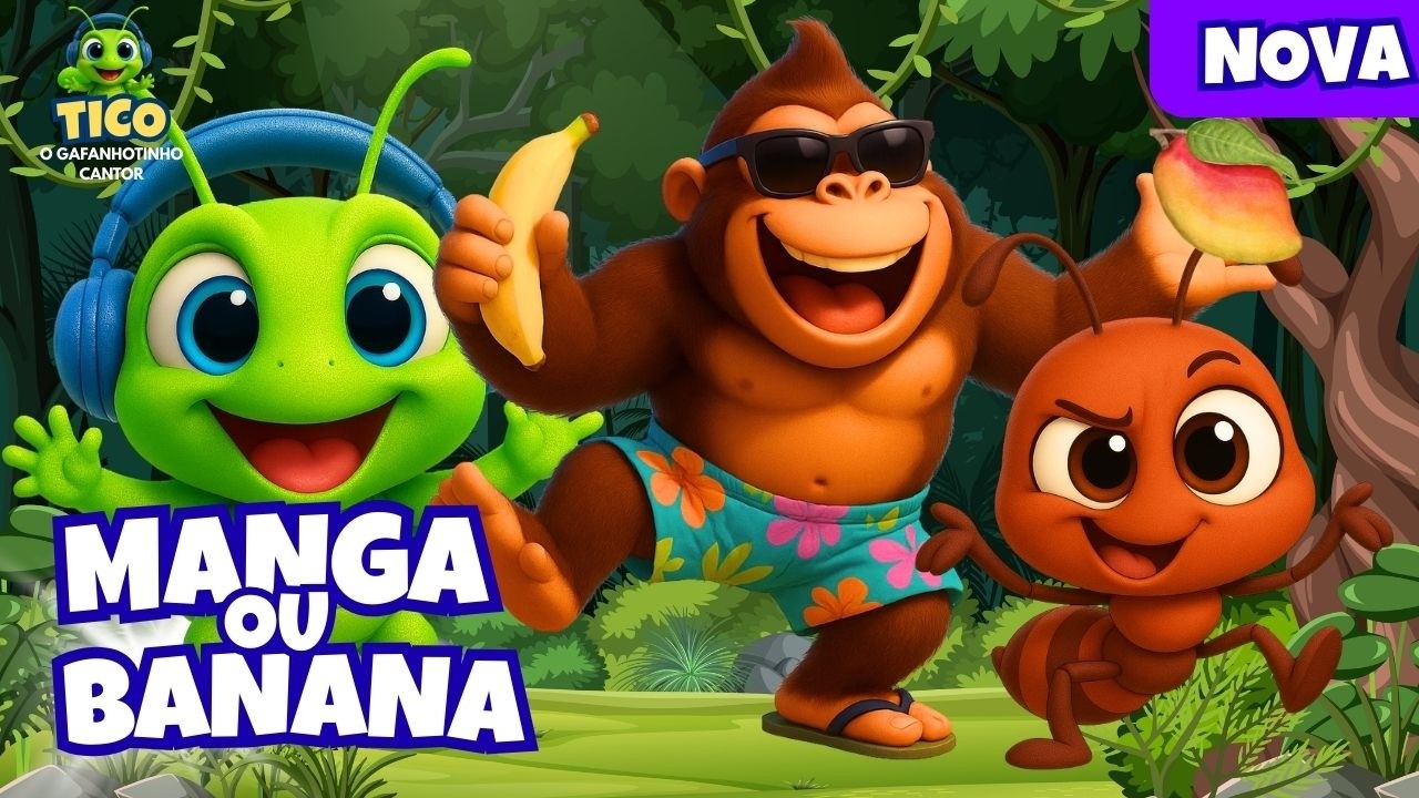 Manga ou Banana Tico e o Gorila Doidão 50 mint | Musica Infantil Animada @ticogafanhotinho