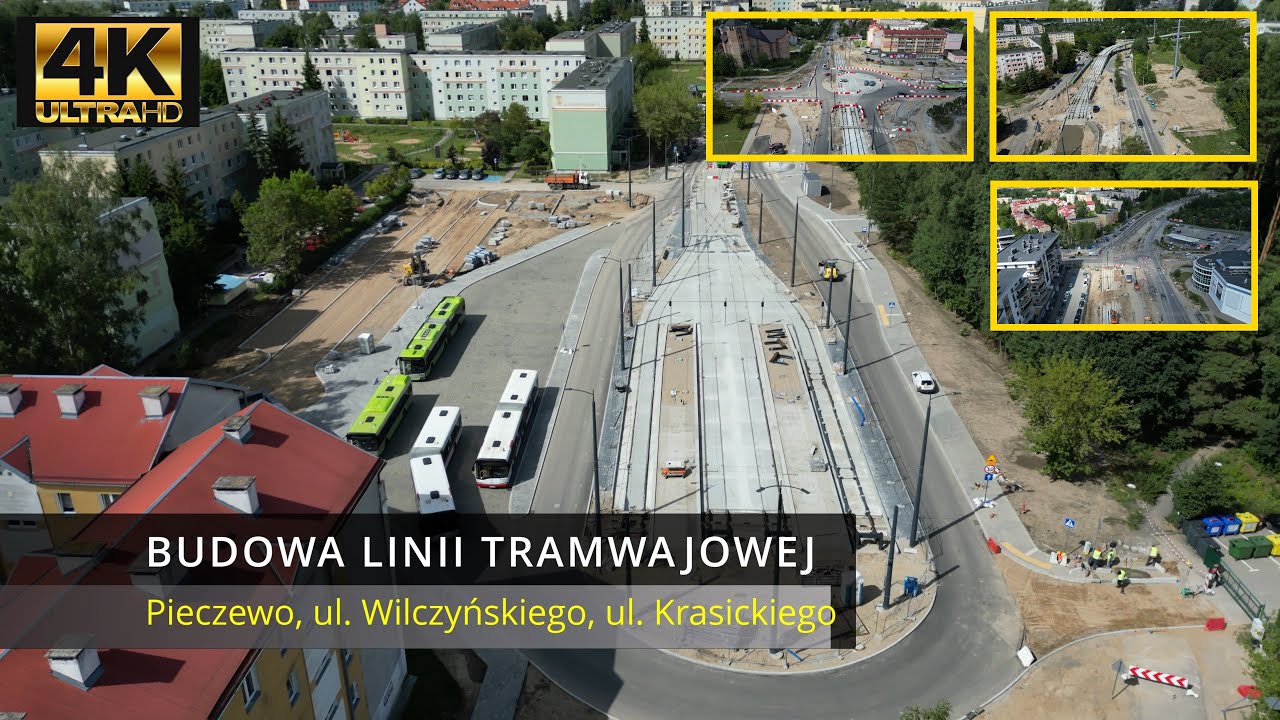 Olsztyn, Budowa Linii Tramwajowej, Pieczewo, ul Krasickiego - 10 sierpnia | DJI Mini 3 Pro 4K