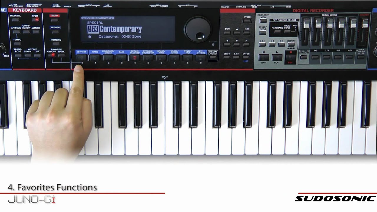 Roland Juno Gi - #4 Managing Favorites (example lesson from Sudosonic.com)