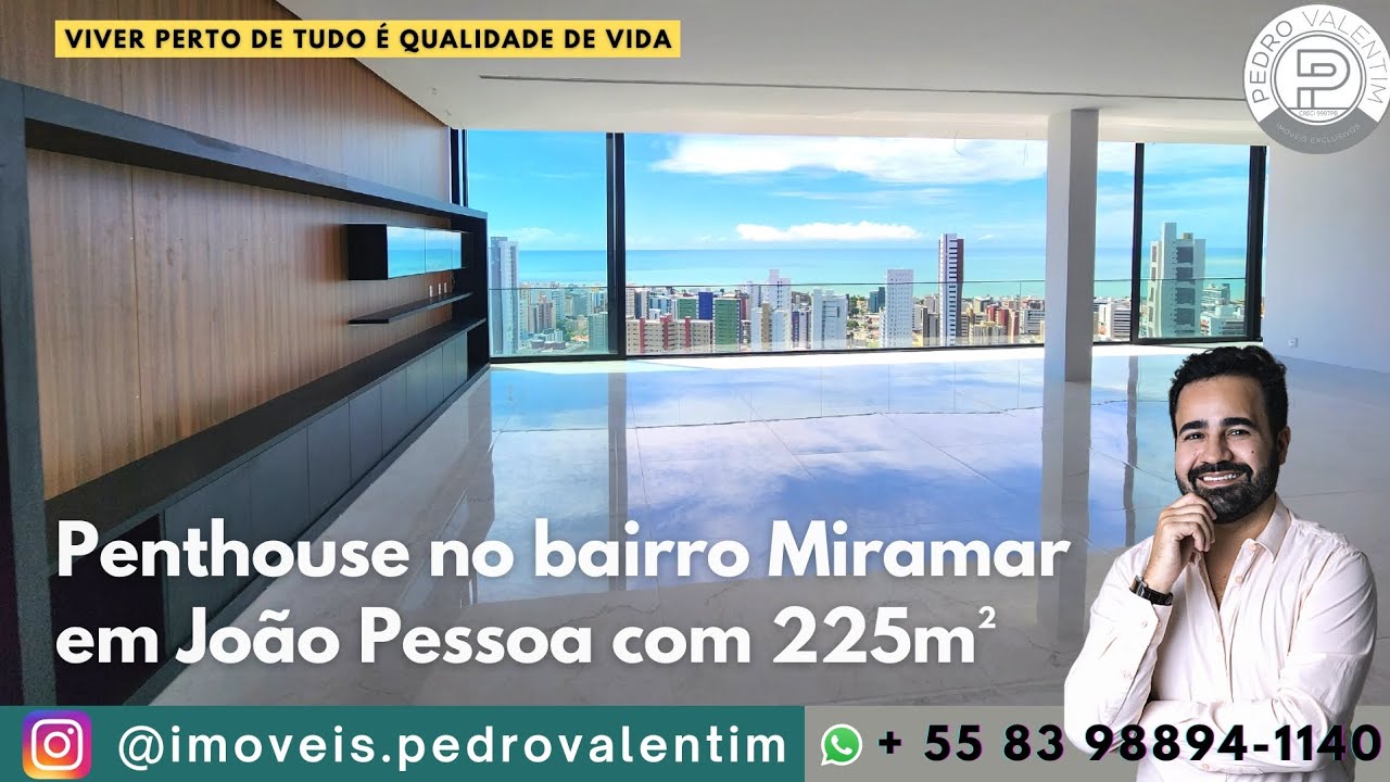 Cobertura Linear com 225m² no Bairro Miramar em João Pessoa e a melhor vista disponível para o mar!