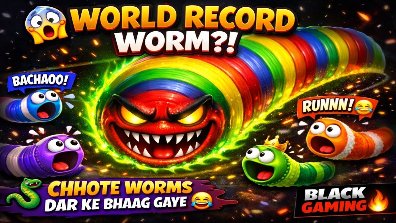 World Record Worm? 😱 | Sabko Dara Diya 😂 | Worms Zone Live | Black Gaming