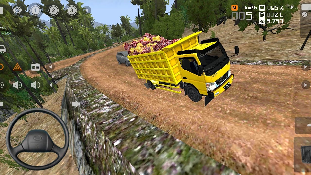 Tes Truck Center euro4,Muatan Sawit Tumpah  Di jalur kelok ofroad || game bus simulator indonesia