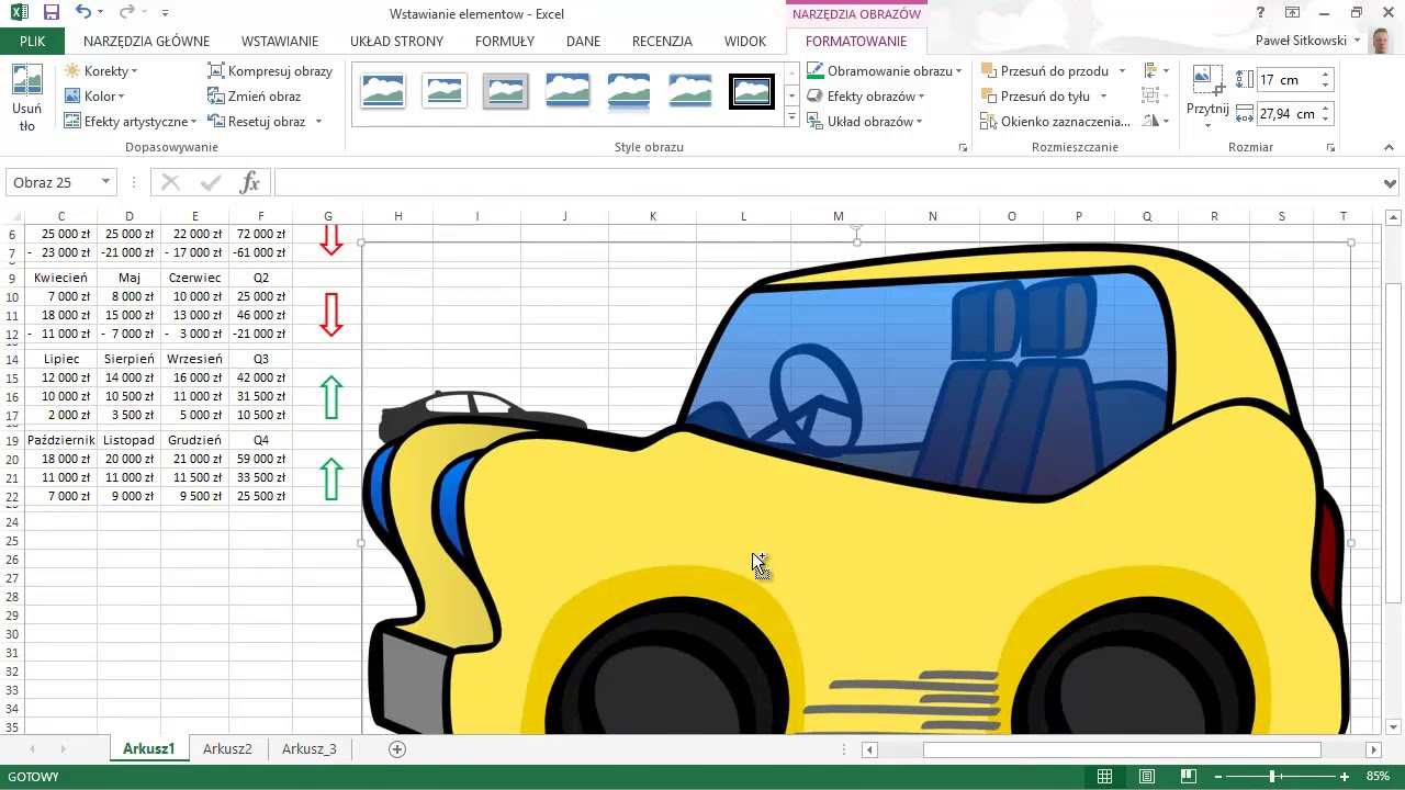 Wstawianie elementów graficznych - Kurs Excel od podstaw