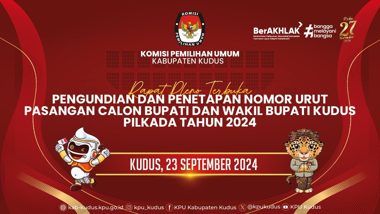 PENGUNDIAN DAN PENETAPAN NOMOR URUT PASANGAN CALON BUPATI DAN WAKIL BUPATI KUDUS TAHUN 2024
