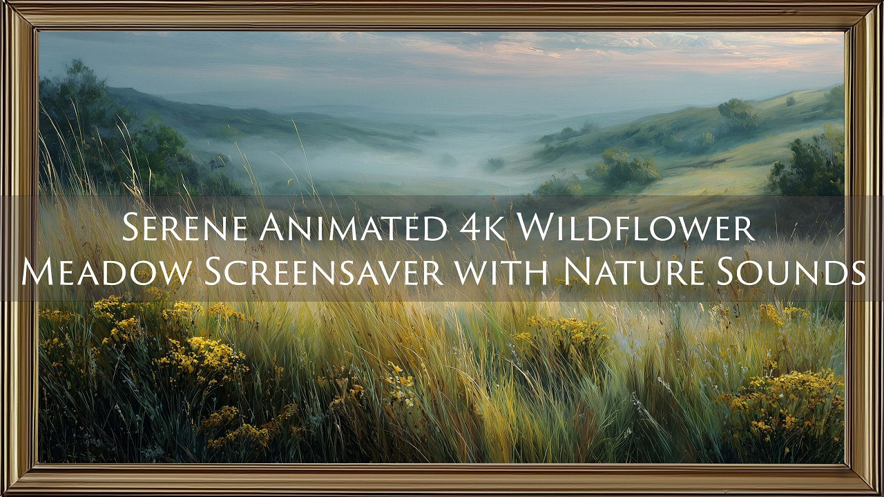 Serene Animated Wildflower Meadow with Nature Sounds | Landscape TV Art | Frame TV Screensaver 4K