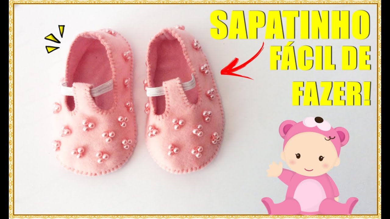 Sapatinho em feltro para bebe/ Fácil de fazer - com Molde!!