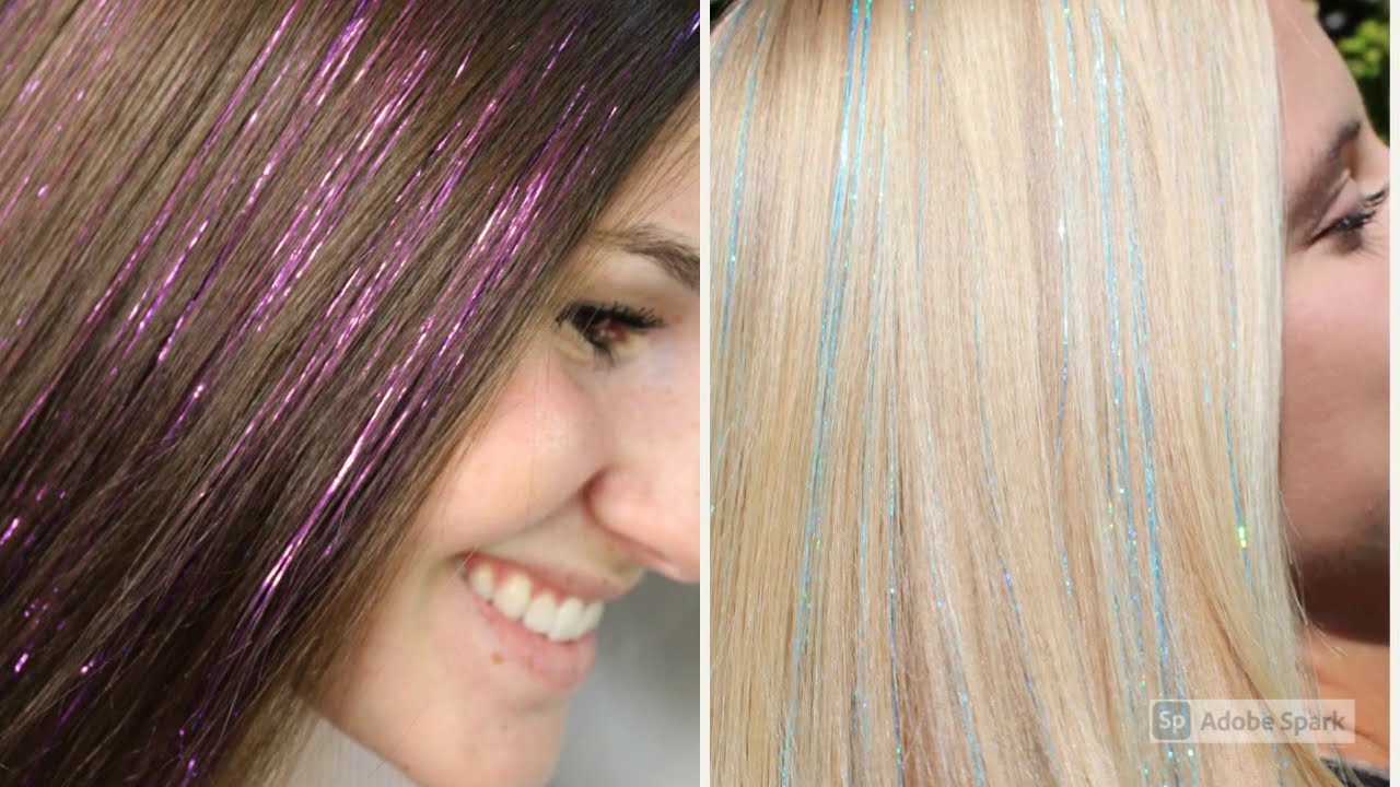 Tutorial Tape-in Hair Tinsel Extensions: temporary bright metallic highlights InstaTinselFunHairShop