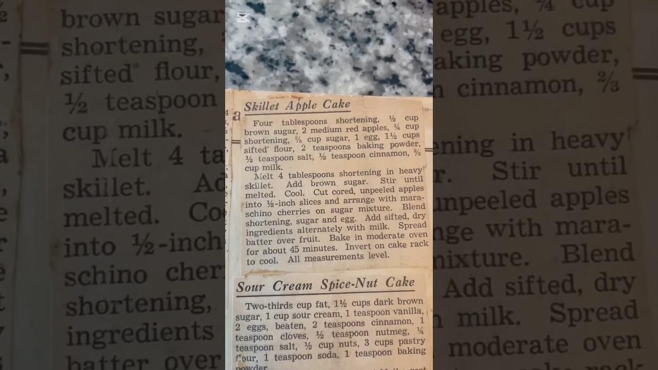 Skillet apple cake from Great Aunt Bessie&rsquo;s recipe scrapbook. #apples #baking  #recipes