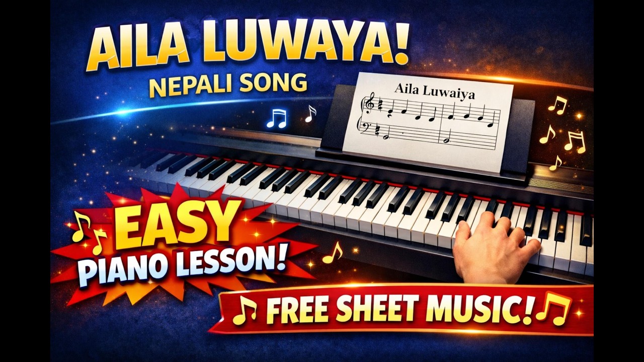 Aila Luwaya Easy Piano Tutorial | Nepali Song Keyboard Lesson + Free Sheet Music