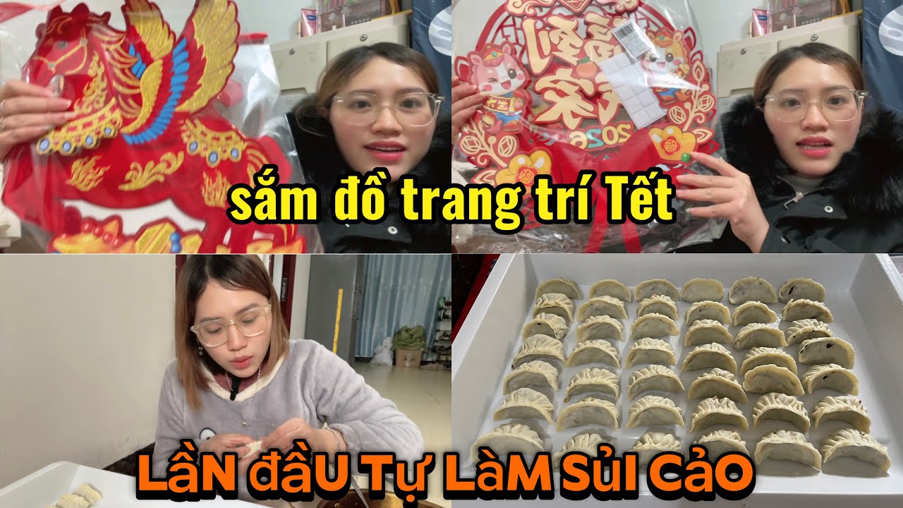 #282 Sắm đồ trang trí Tết, lần đầu Thảo tự làm sủi cảo, làm kim chi để ăn Tết #cuocsongtrungquoc