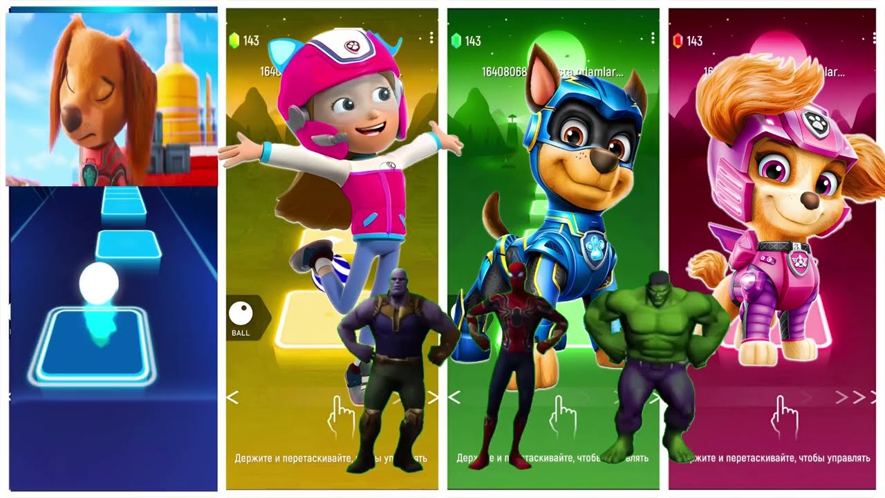 Ryder VS Rubble VS Marshall VS Paw Patrol - Tiles Hop EDM Rush