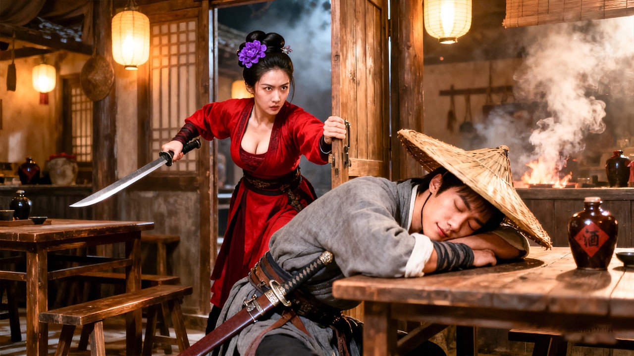 黑店老闆娘迷暈小夥，怎料他是功夫高手裝睡，瞬間反殺！#kungfu #功夫