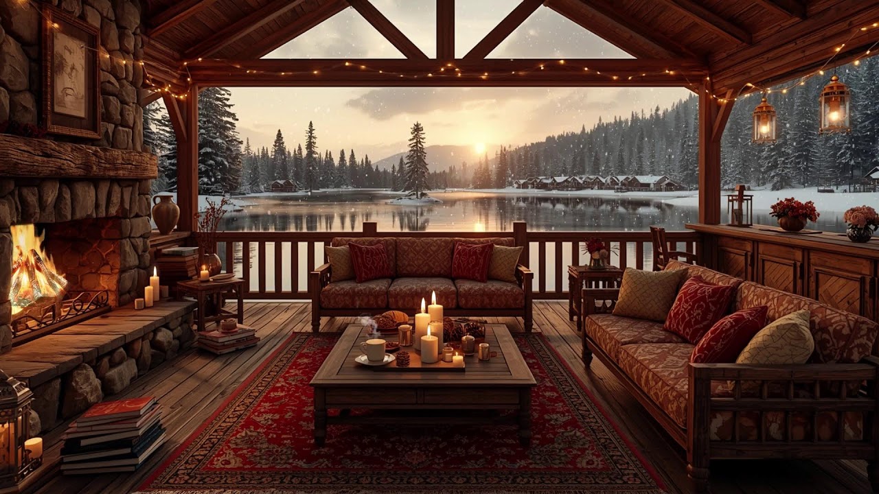 Quiet Winter Cabin Jazz ❄️ Cozy Fireplace Ambience for Focus and Creativity