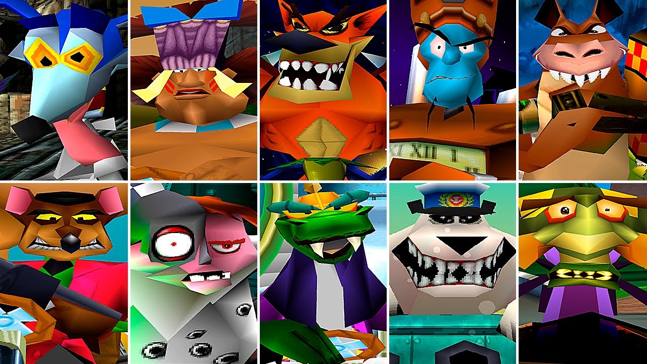 All Boss Fights (No Damage) Crash Bandicoot Playstation One Games [4K 60FPS PS1]