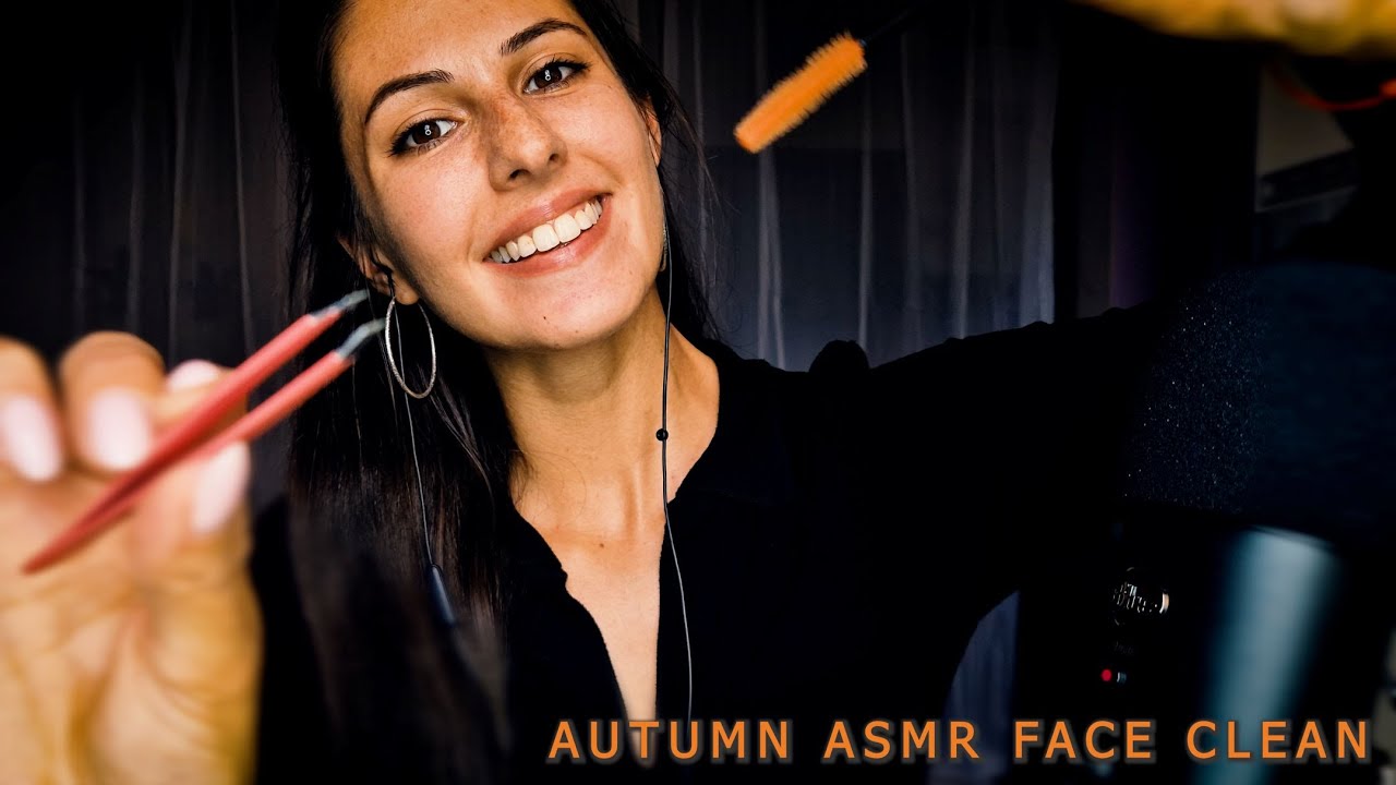 ASMR AUTUMN FACE & BROW CLEANSING 🍁 АСМР НА БЪЛГАРСКИ 🌛ЕСЕННО ПОЧИСТАВАНЕ НА ЛИЦЕ