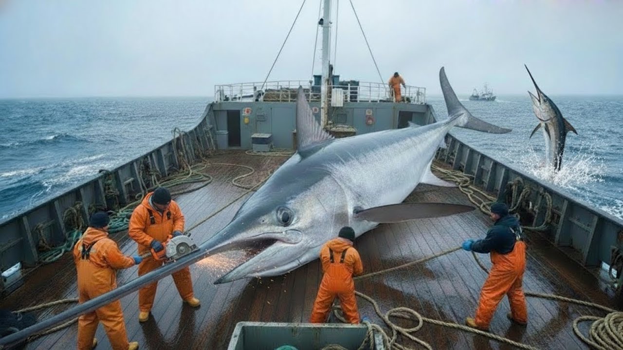 Modern Longline Swordfish Fishing &ndash; One of the Most Intense Giant Fish Battles Ever!