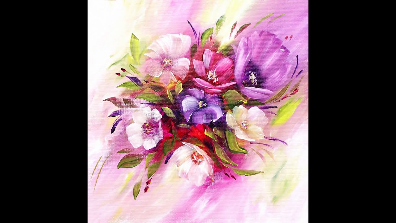 Easy Painting / Summer Flowers/ Simple brush strokes, Real Time / Einfach Malen, Sommerblumen, V407