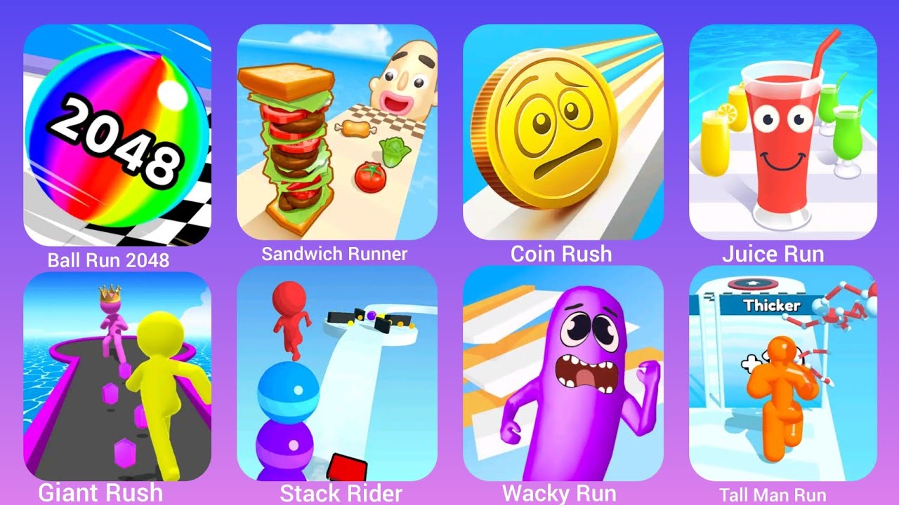 BallRun2048,SandwichRunner,Coin Rush,JuiceRun,GiantRush,TallManRun,StackRider,Wacky Nafxitrix Gaming