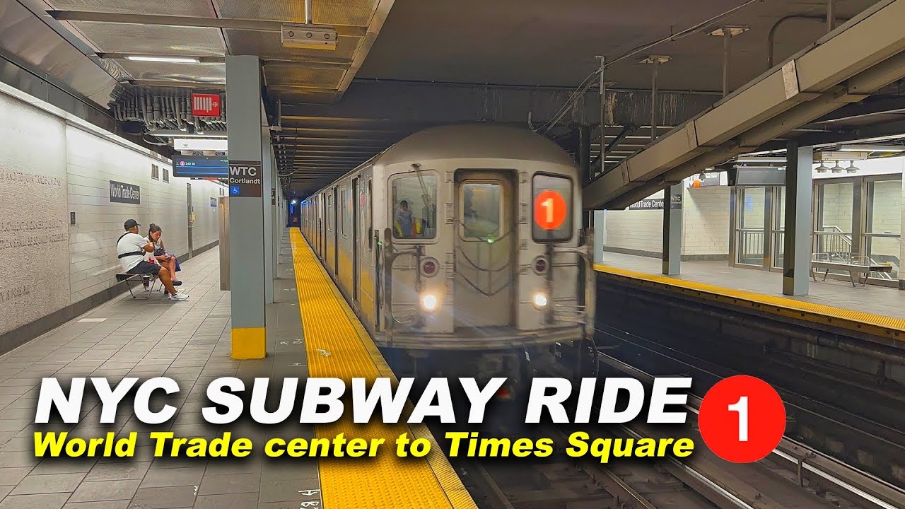 NYC Subway Ride from Downtown Manhattan World Trade Center to Times Square–42nd Street 1 Train Ride