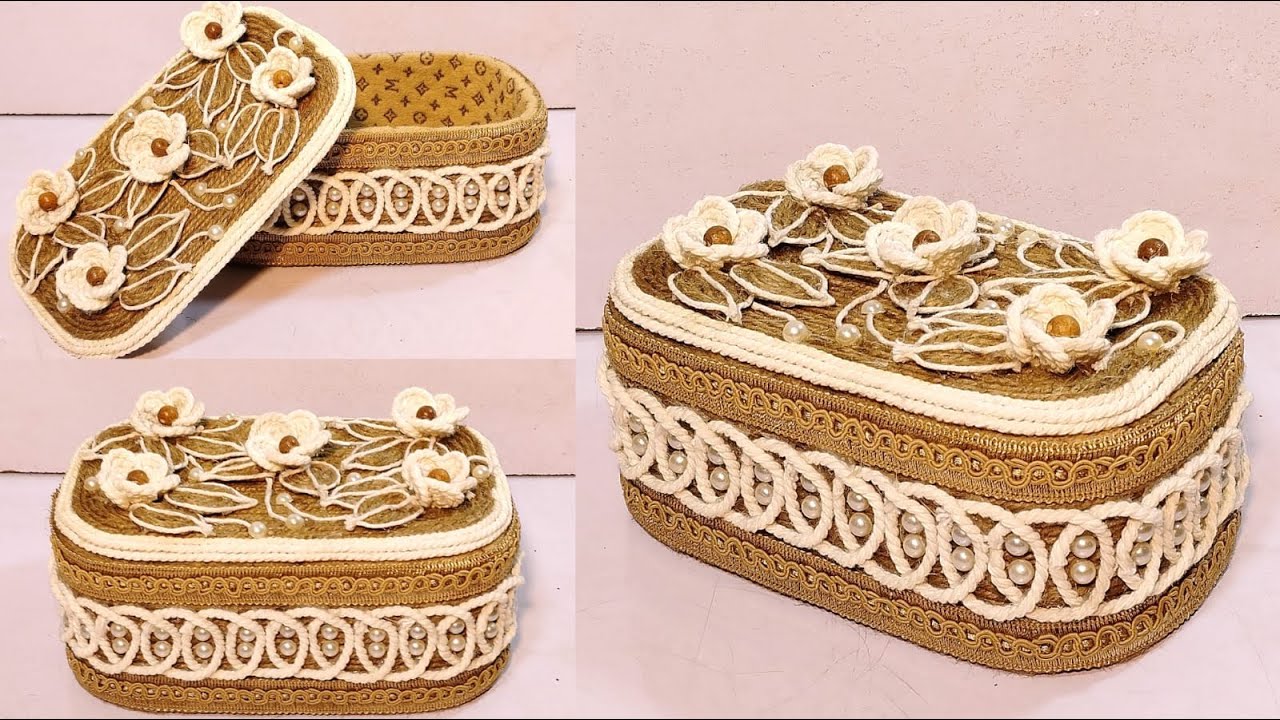 DIY💡MADE THIS BEAUTIFUL BASKET FROM CARDBOARD / DIY CRAFT IDEA /JUTE ROPE BASKET / ROPE BASKET
