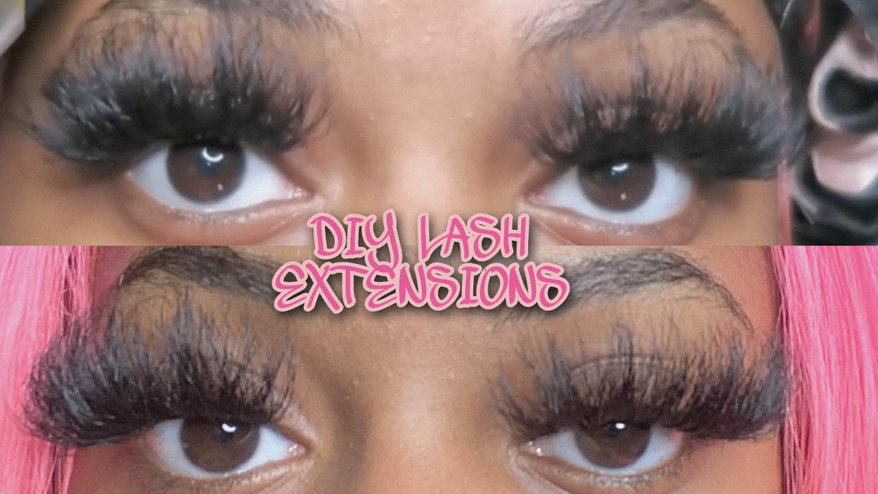 DIY lash extensions 😍 *with strip lashes* 🤭🙈 (at home)